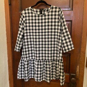 Boo Hoo black and white checked tunic dress size 12